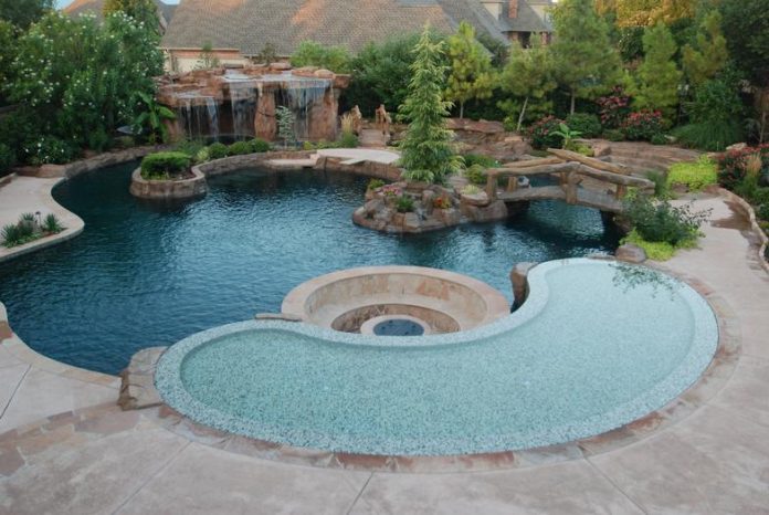 Tropical Paradise, Edmond, Oklahoma city - Inground Pool Lights